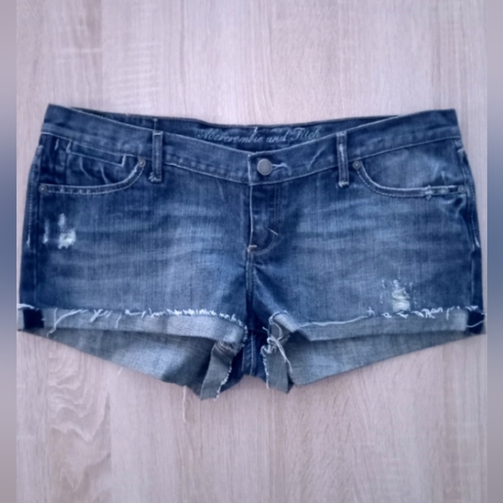 Abercrombie & Fitch Distressed Blue Denim Hot Shorts Jean Shorts